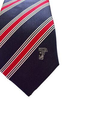 Versace Collection Men's Striped Navy & Red Silk Tie Classic Design